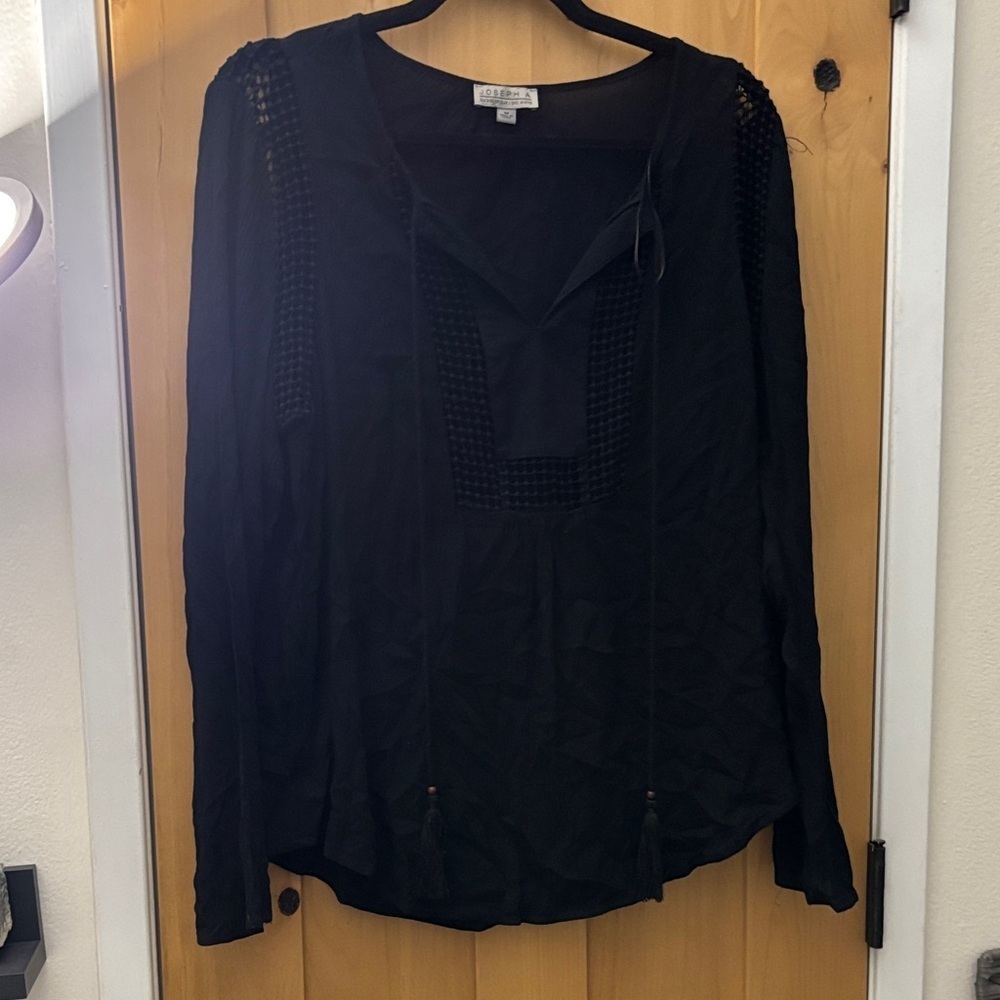 Joseph A Black Textured Women's Blouse